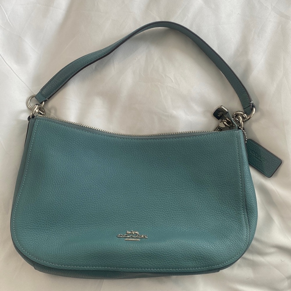 Coach - Pebbled Leather Blue Shoulder Bag